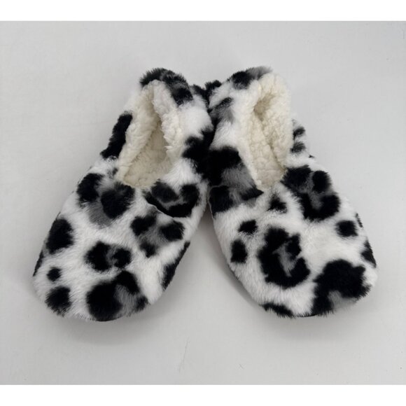 Women's Leopard Faux Fur Cozy Pull-on Slipper Socks with Grippers - Auden™ White - Picture 2 of 5